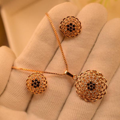 Glamours Gold Coated Real Stone Necklace Set