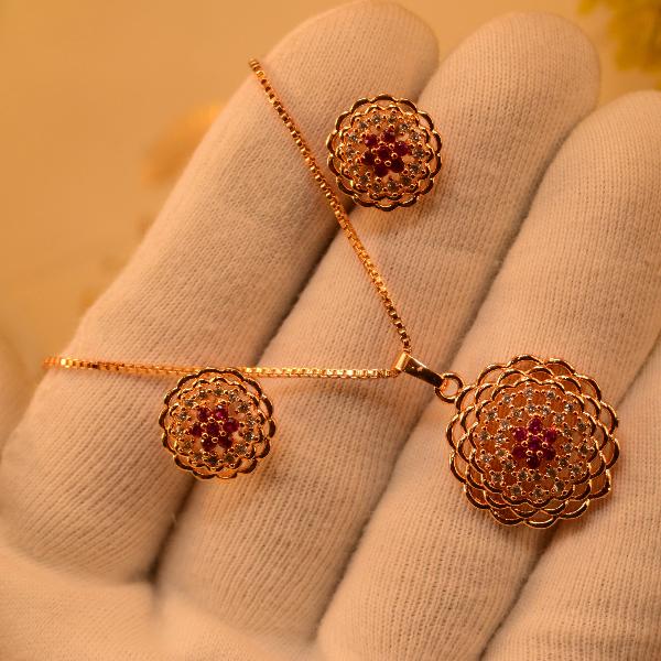 Glamours Gold Coated Real Stone Necklace Set