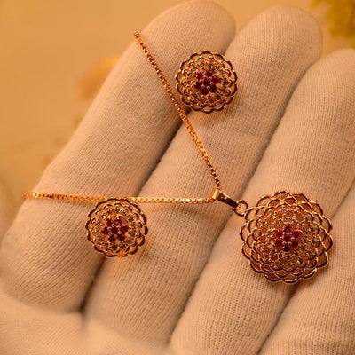Glamours Gold Coated Real Stone Necklace Set