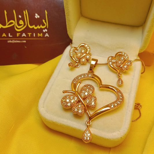 Heart & Butterfly Necklace Set