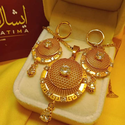 Stunning Gold Coated Real Stone Necklace Set